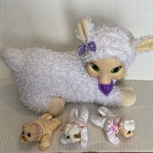 2017 Just Play Lamb Surprise Bliss Mom & 3 Babies Stuffed Animal Plush